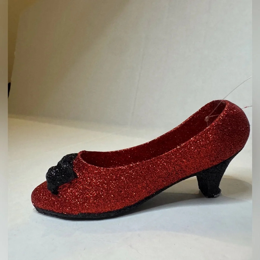 Department 56 Vintage Red Glitter Sparkle Pump Shoes Christmas‎ Ornament